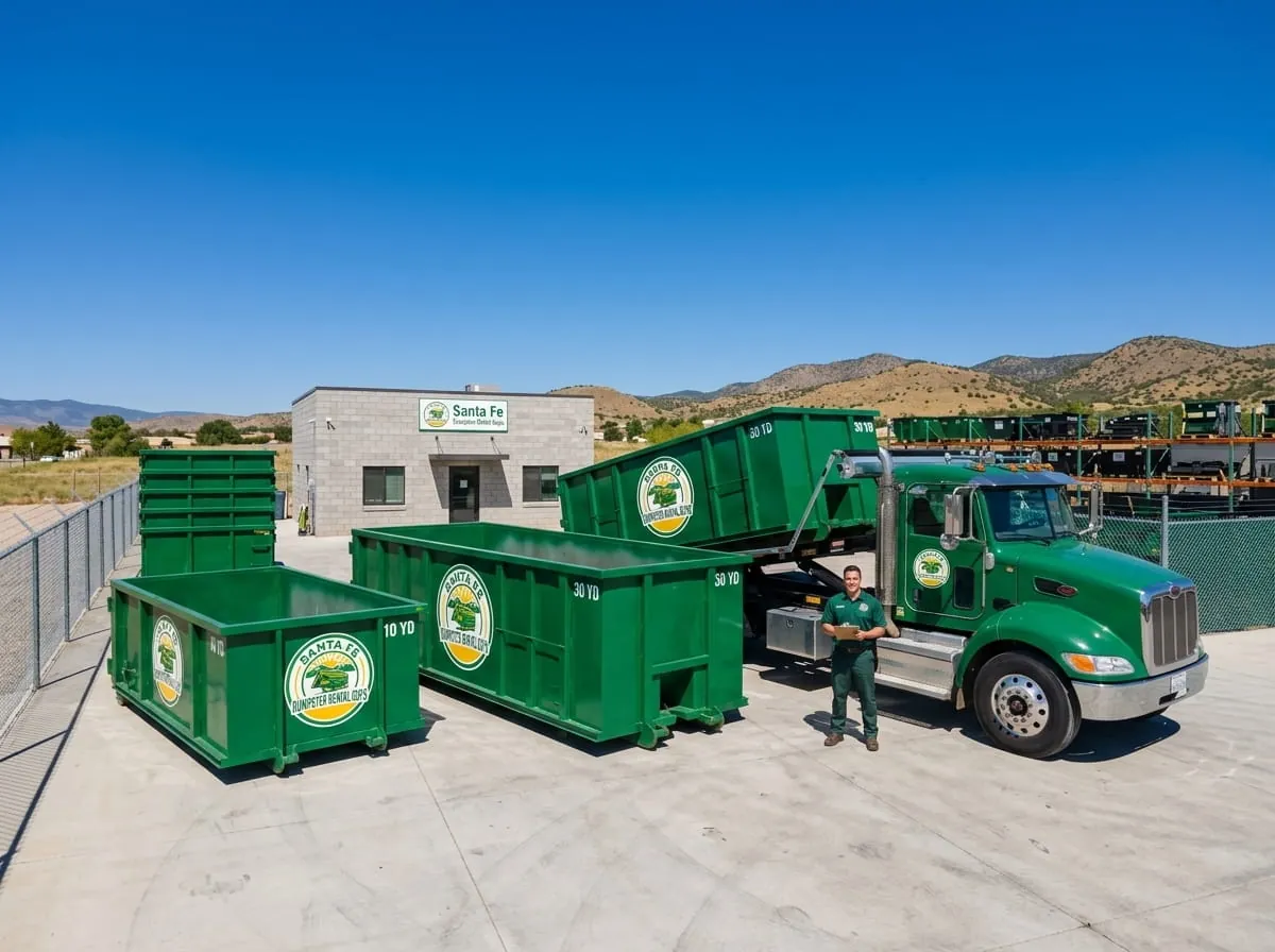 Dumpster rental in Lamy, NM Roll-off dumpster rental delivered to a Lamy, NM property by Santa Fe Dumpster Rental Guys