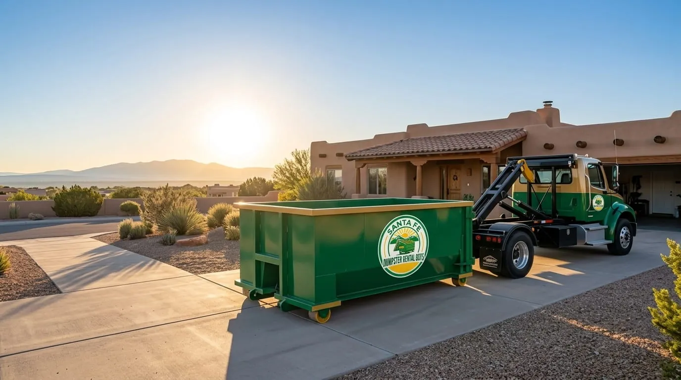 30 yard dumpster being delivered to a Santa Fe NM construction site